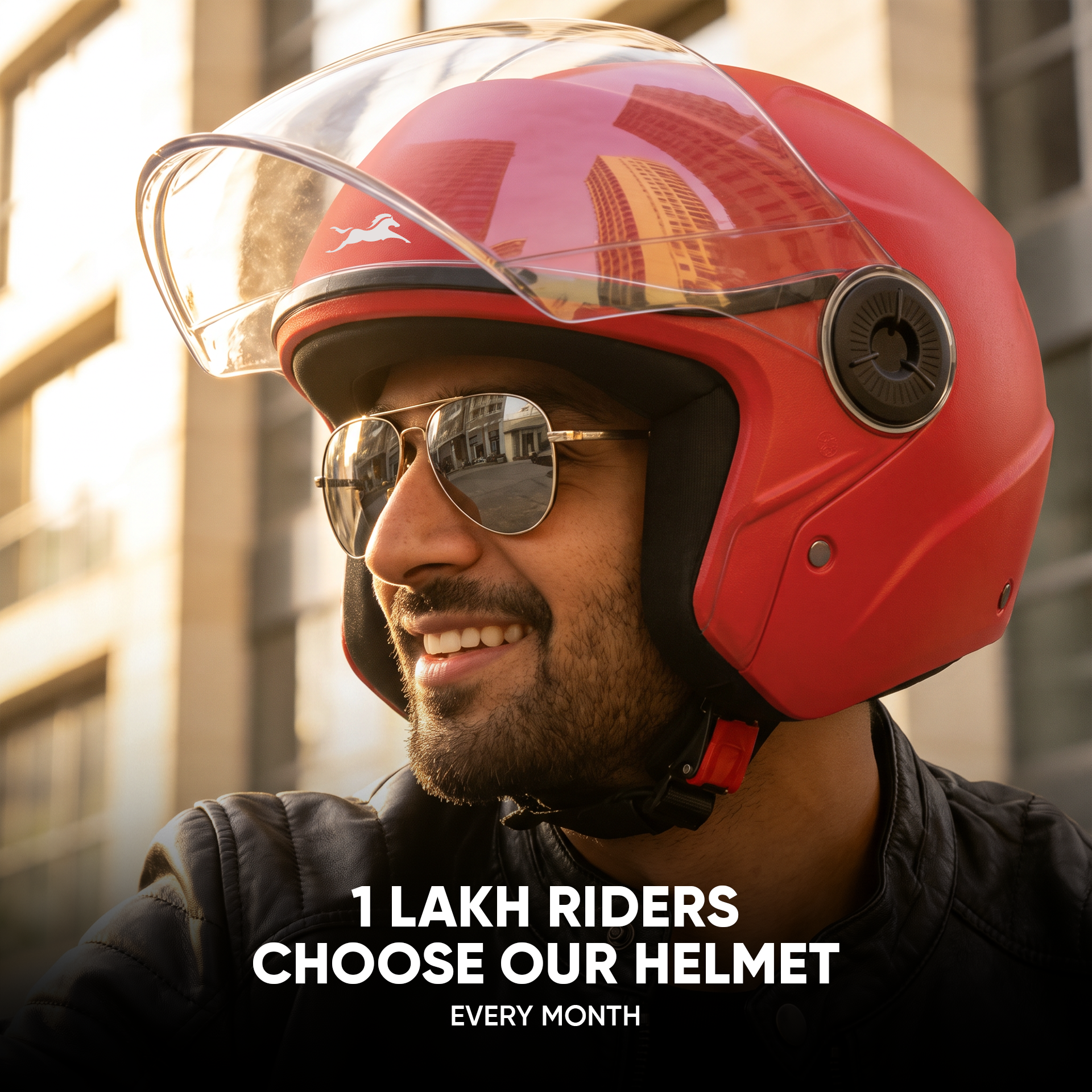 TVS Ace ISI Certified Open Face Matte Finish Helmet with Full Coverage Visor for Men and Women | Available in Eight Colors